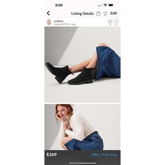 Rothy's The Lug Boot Merino Wool Lightweight Onyx Black Size W9.5 NWOB - Picture 10 of 11